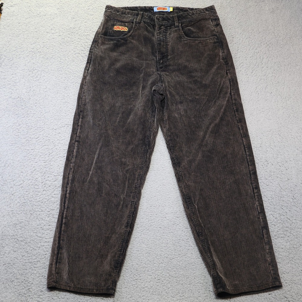 Empyre Mens Baggy Corduroy Pants Size 33 Faded Black Brown Skate Streetwear 2289